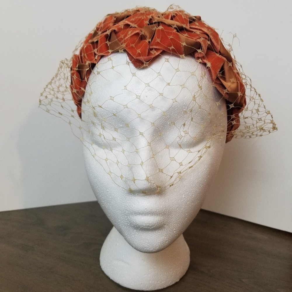 U.S.A. Union Made Orange Vintage Hat with Netting - Picture 4 of 8